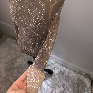 Nude Long Sleeved Embellished Top